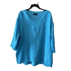 Flora Ashley Made In Italy Women’s Casual Linen Cotton Blouse Top size M Summer